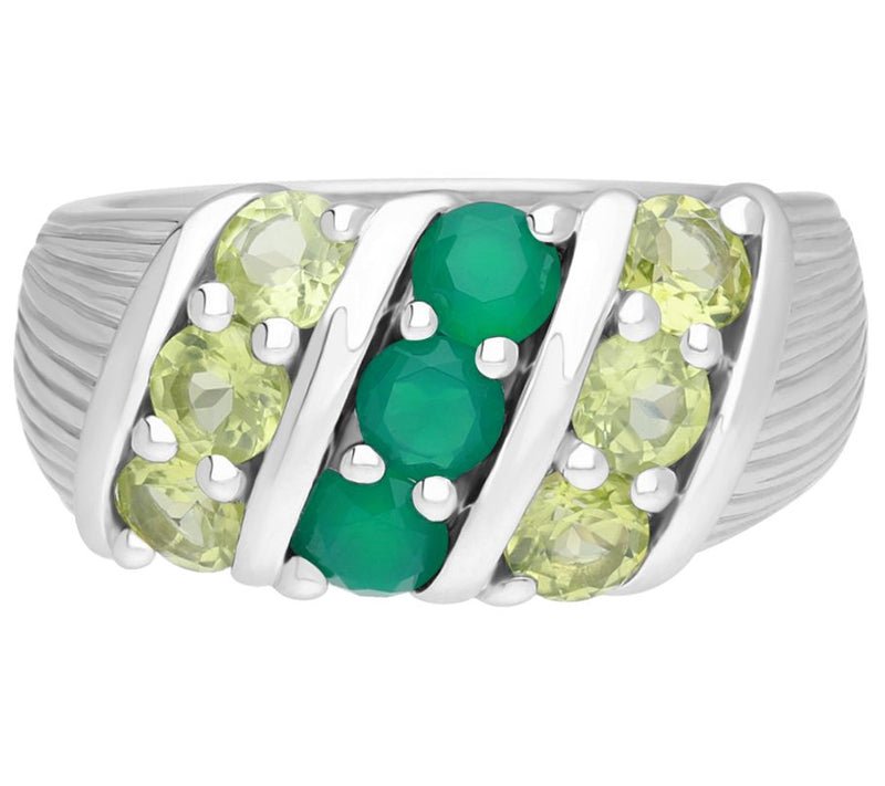 Ariva Sterling Silver Peridot & Chalcedony Trio Ring — Main view