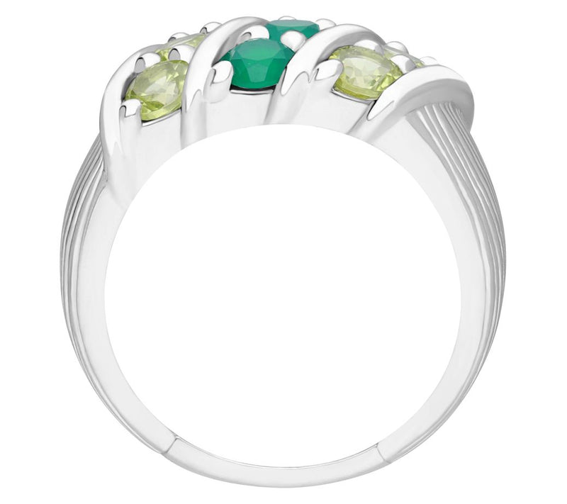 Ariva Sterling Silver Peridot & Chalcedony Trio Ring — View 2