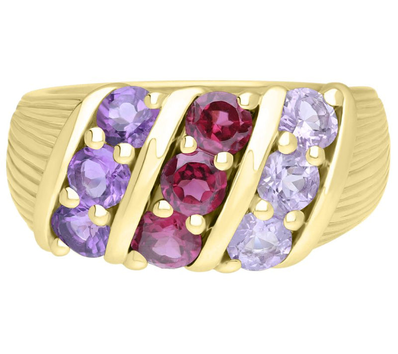 Ariva Sterling Silver Rhodolite & Amethyst T rio Ring — View 5