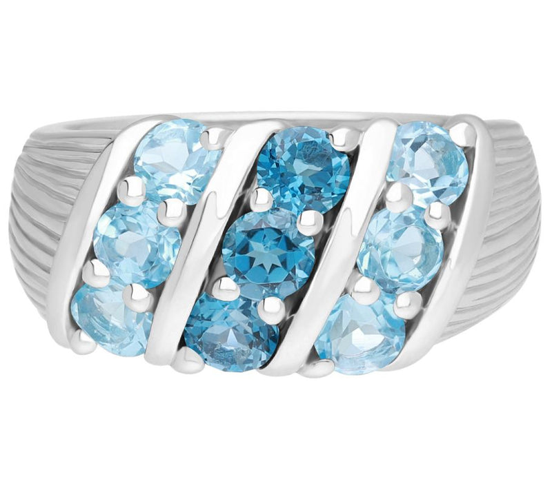 Ariva Sterling Silver Blue Topaz Trio Ring — Main view