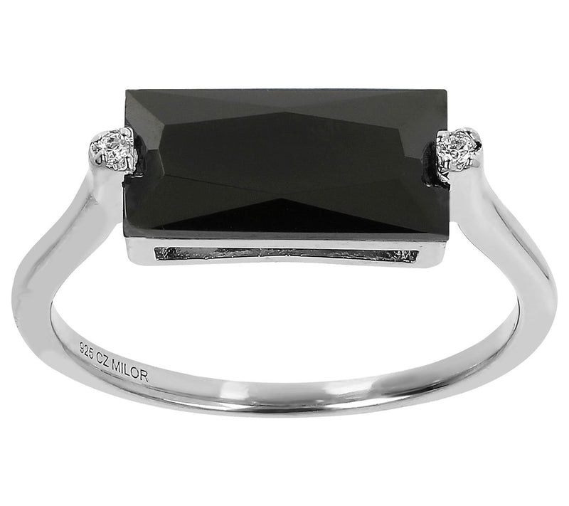 Diamonique 3.80 cttw Baguette Solitaire Ring, Sterling Silver — Main view