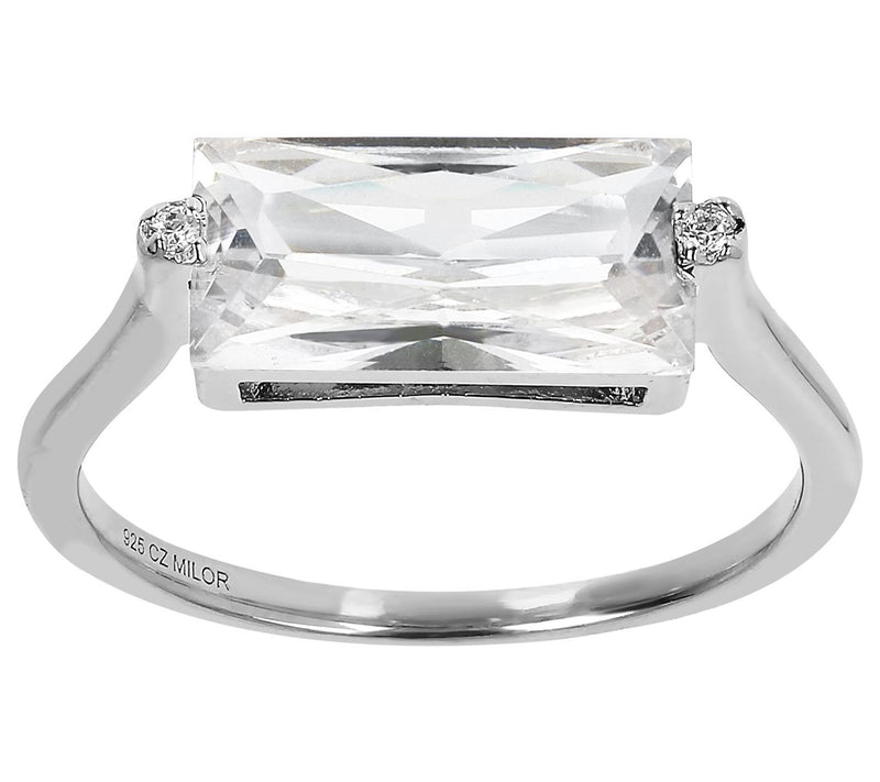 Diamonique 3.80 cttw Baguette Solitaire Ring, Sterling Silver — View 7