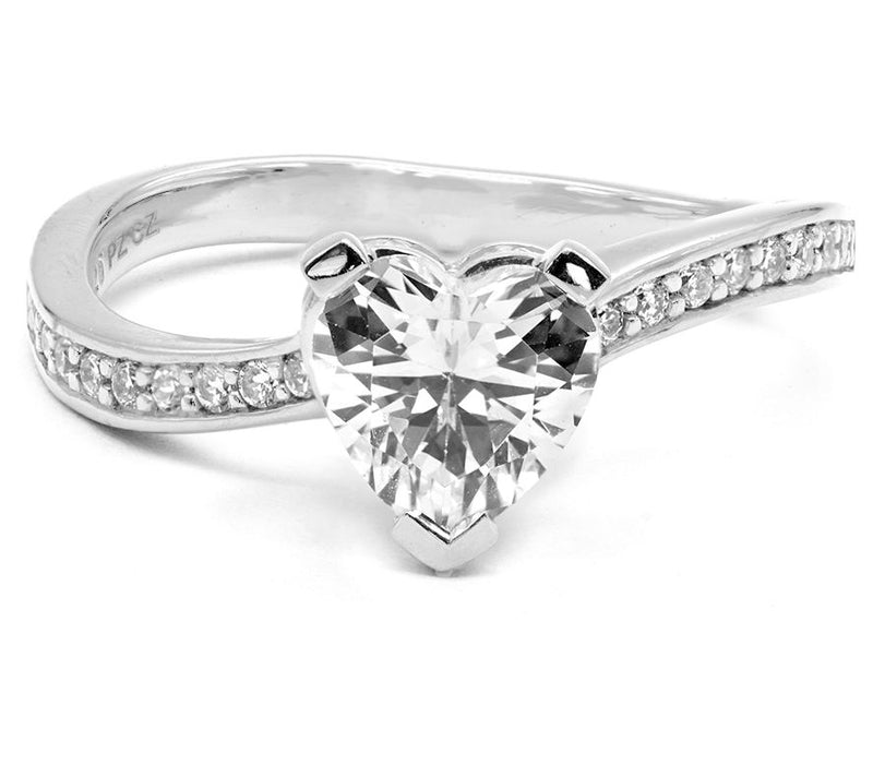 Diamonique 2.60 Heart Wave Ring,Sterling Silver — Main view