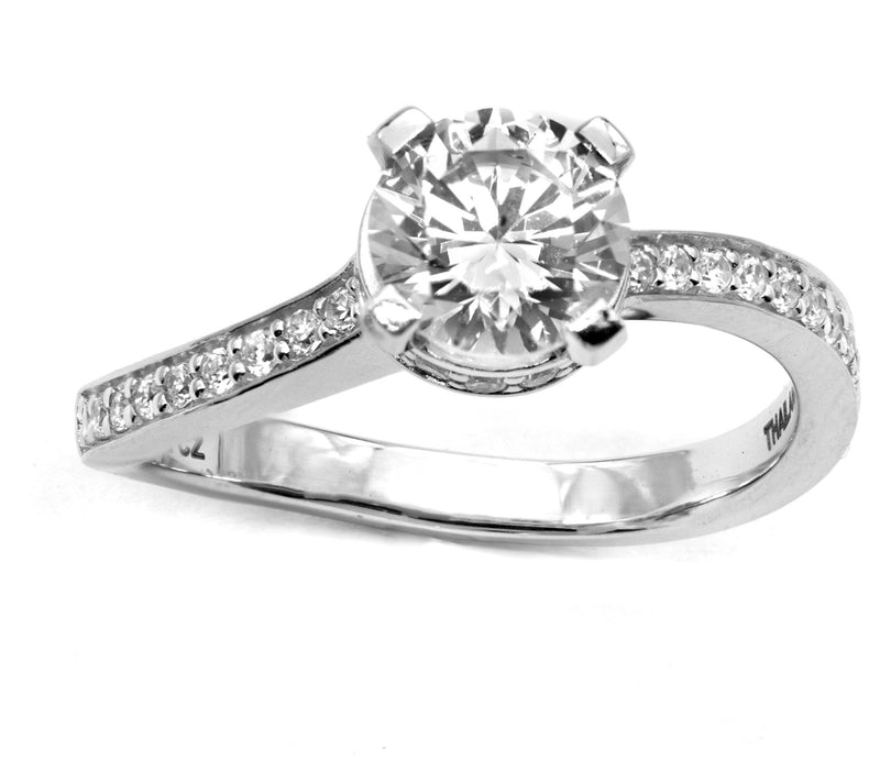 Diamonique 2.95 Round Cut Wave Ring, Sterling Silver — View 3