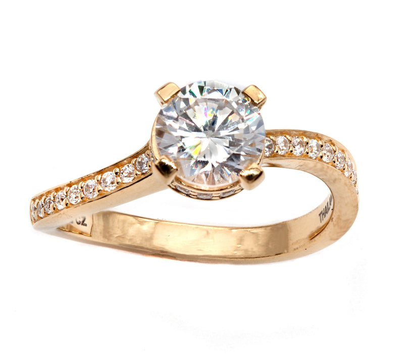 Diamonique 2.95 Round Cut Wave Ring, Sterling Silver — View 5