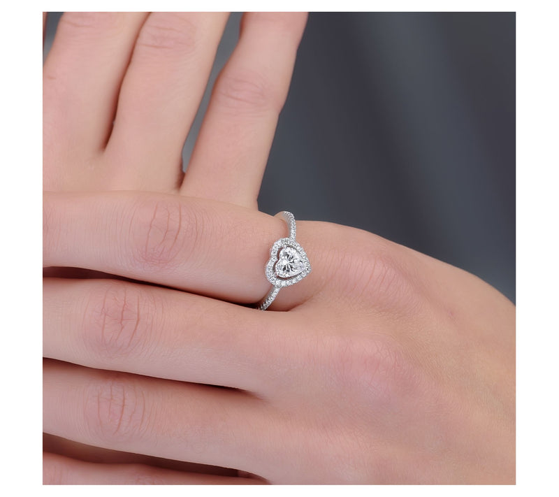 Diamonique 1.45 cttw Pave Heart Ring, Sterling Silver — View 7