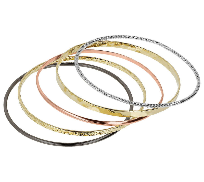 David Markstein Bronze Set of 5 Slip- On Bangles — View 8