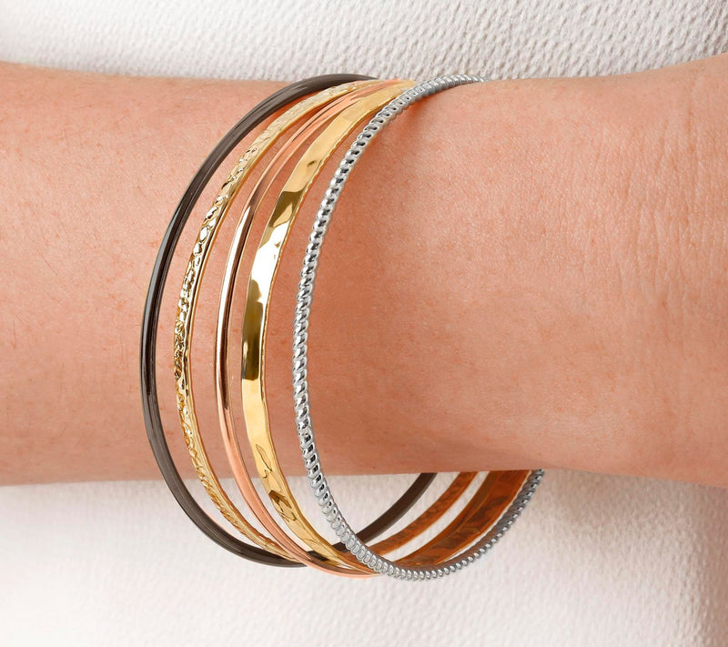David Markstein Bronze Set of 5 Slip- On Bangles — View 9
