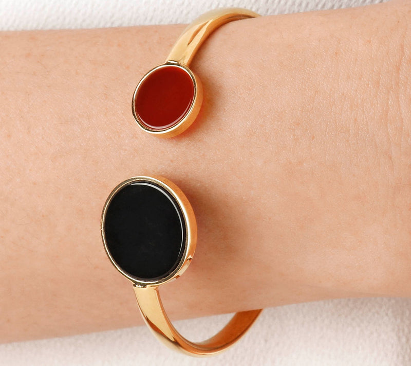 Veronese 18K Gold-Clad Multi-Gemstone Hinged Cuff — View 7