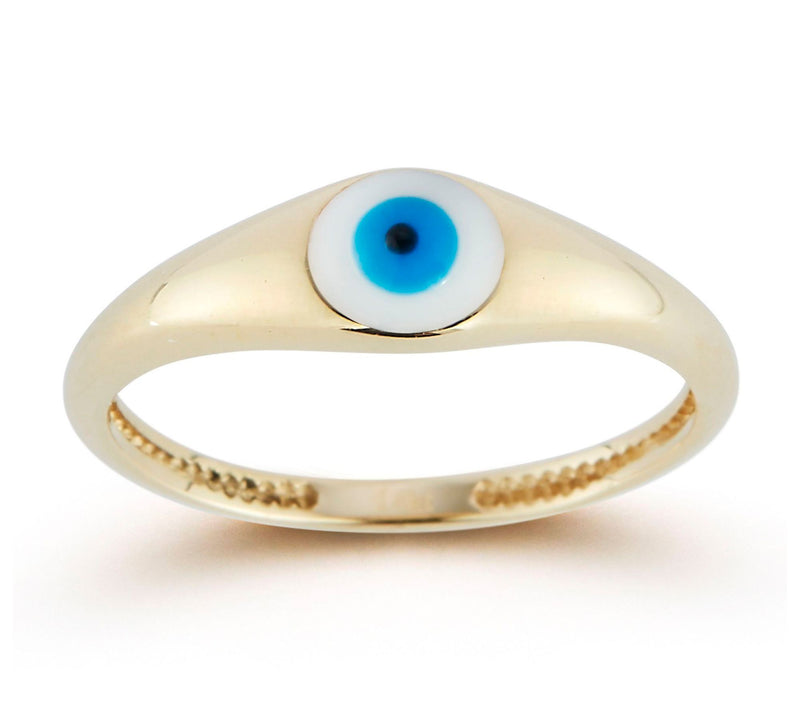 Luminosa Gold Enamel Evil Eye Signet Ring, 14K — Main view