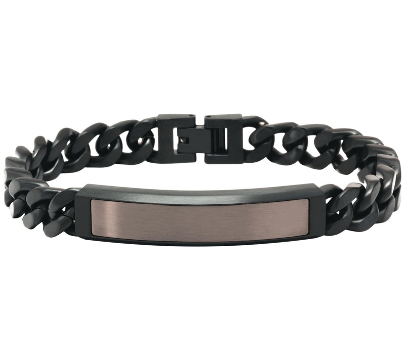 James Michael Men's Black IP Stainless Steel ID Bracelet — Main view