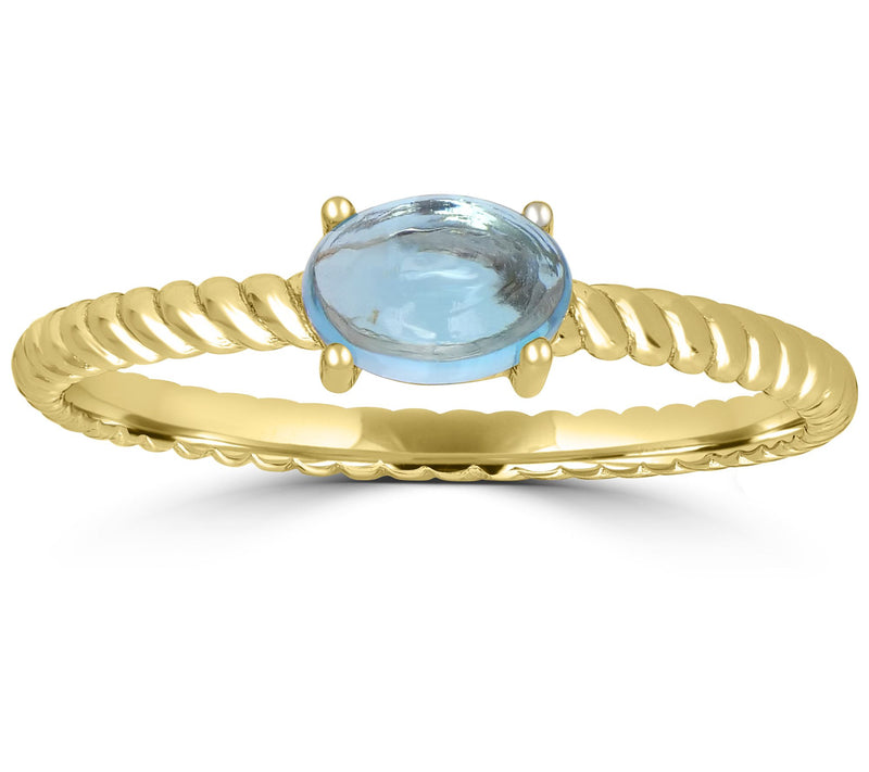 Generation Gems 0.65 cttw Blue Topaz Cabochon Ring, 14K Gold — Main view