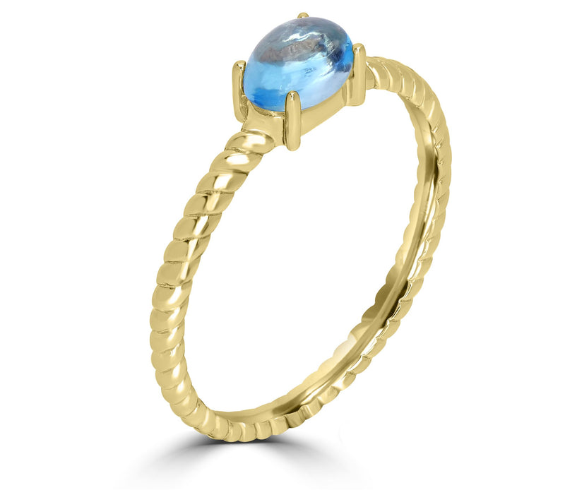 Generation Gems 0.65 cttw Blue Topaz Cabochon Ring, 14K Gold — View 2