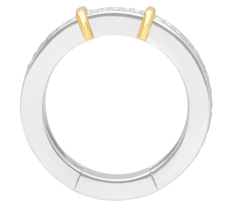 Ariva Two-Tone Sterling White Topaz Basket Band Ring — View 2
