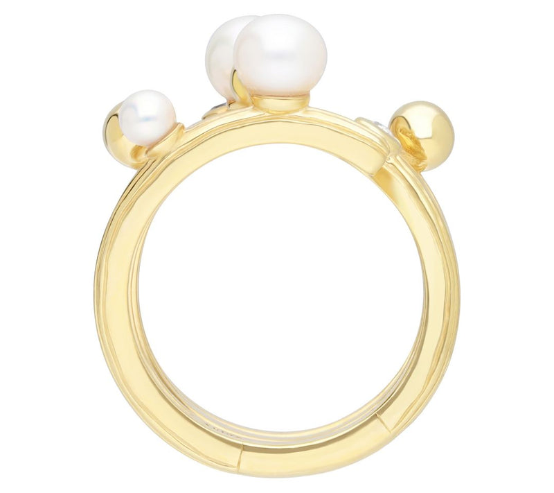 Ariva 18K Clad Cultured Pearl & White Sapphire Wrap Ring — View 4