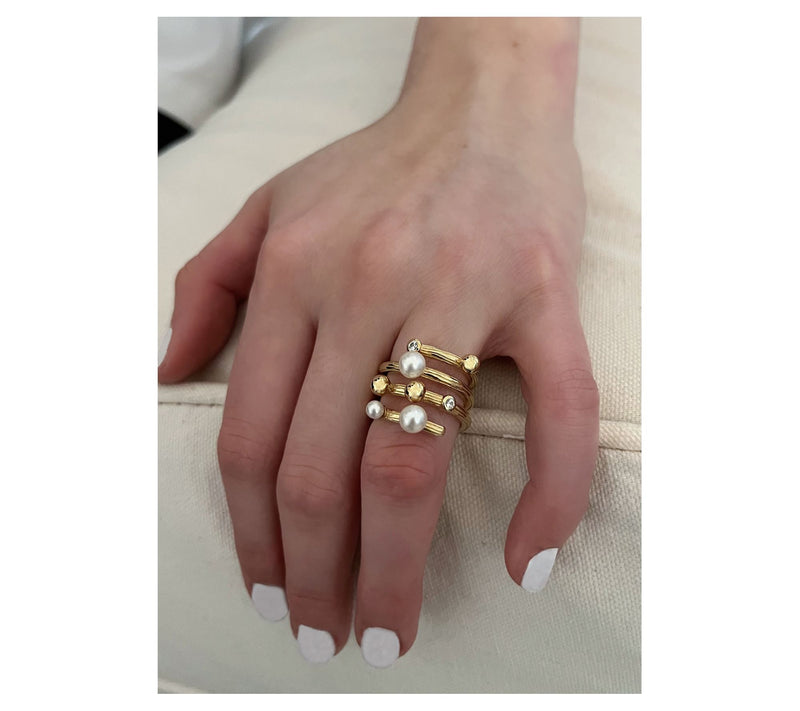 Ariva 18K Clad Cultured Pearl & White Sapphire Wrap Ring — View 3