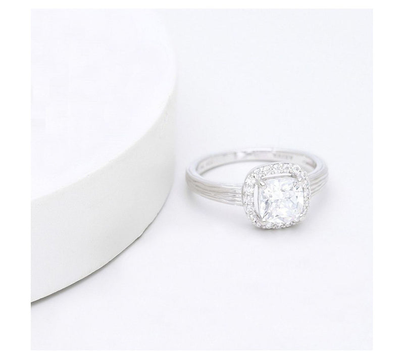 Ariva Sterling Silver Diamonique Halo Ring — View 2