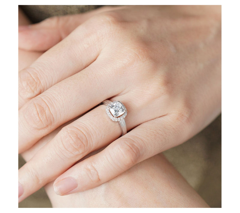 Ariva Sterling Silver Diamonique Halo Ring — View 4