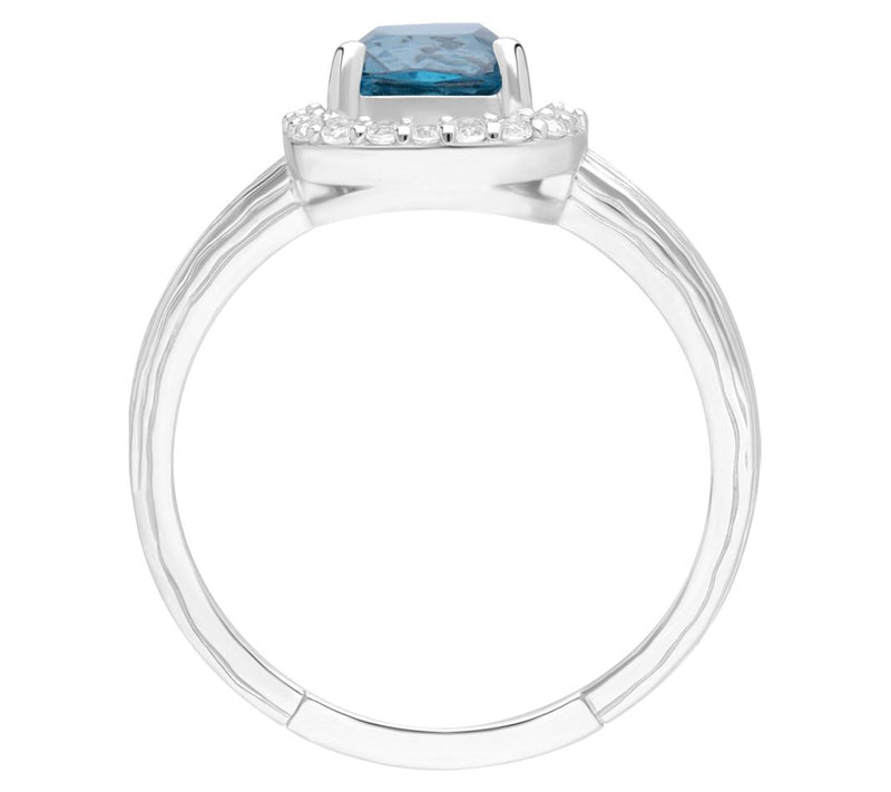 Ariva Silver Blue Topaz Halo Ring — View 2
