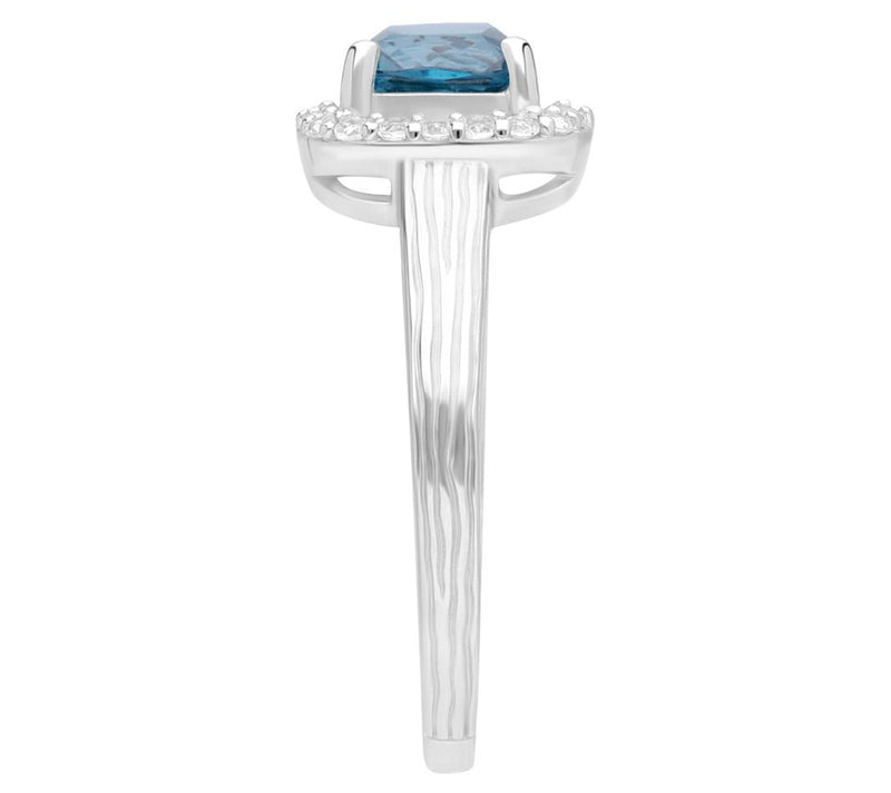 Ariva Silver Blue Topaz Halo Ring — View 3