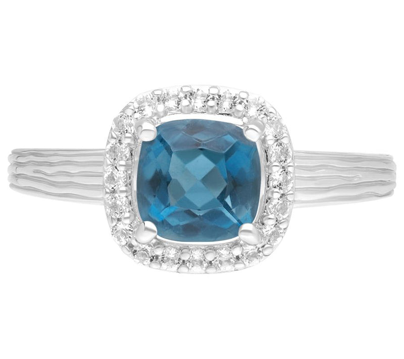 Ariva Silver Blue Topaz Halo Ring — Main view