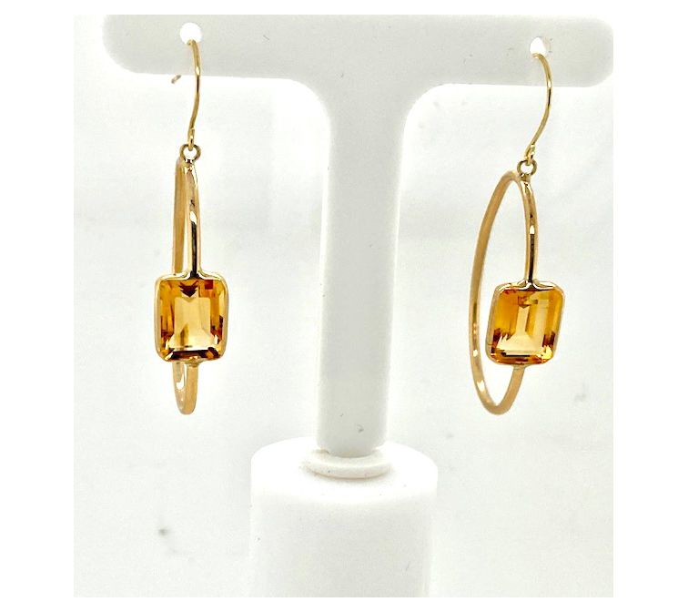 Alkeme 14K Gold Floating Gemstone Hoop Earrings — View 8