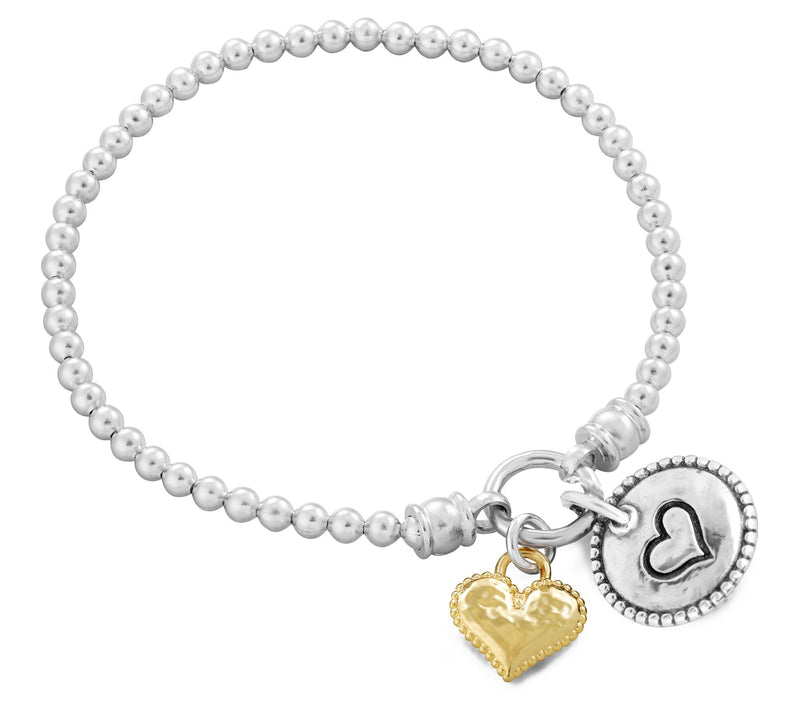 Or Paz Sterling Silver Heart Charm Stretch Bracelet — Main view
