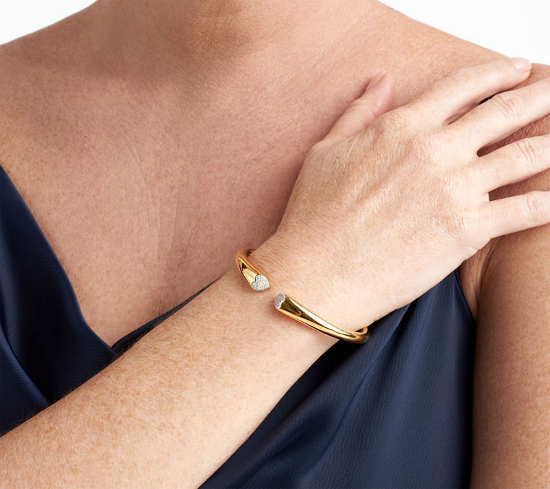 Lab Grown 0.20 cttw Diamond Cuff, 18K Gold Plated — View 5