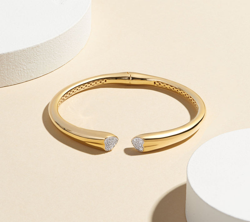 Lab Grown 0.20 cttw Diamond Cuff, 18K Gold Plated — View 7
