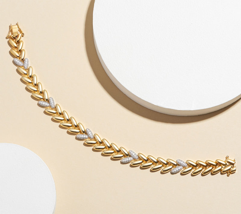 Lab Grown 1.00 cttw Diamond Bracelet, 18K Gold Plated — View 8
