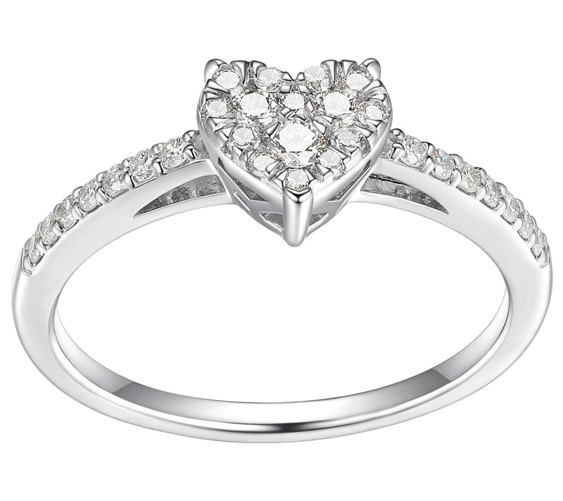 Lab Grown 0.30 cttw Diamond Heart Ring, Sterlin g Silver — Main view