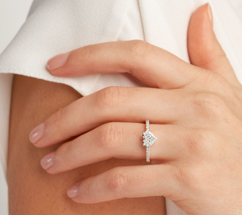 Lab Grown 0.30 cttw Diamond Heart Ring, Sterlin g Silver — View 2