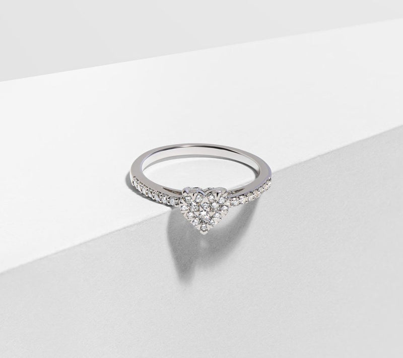 Lab Grown 0.30 cttw Diamond Heart Ring, Sterlin g Silver — View 4