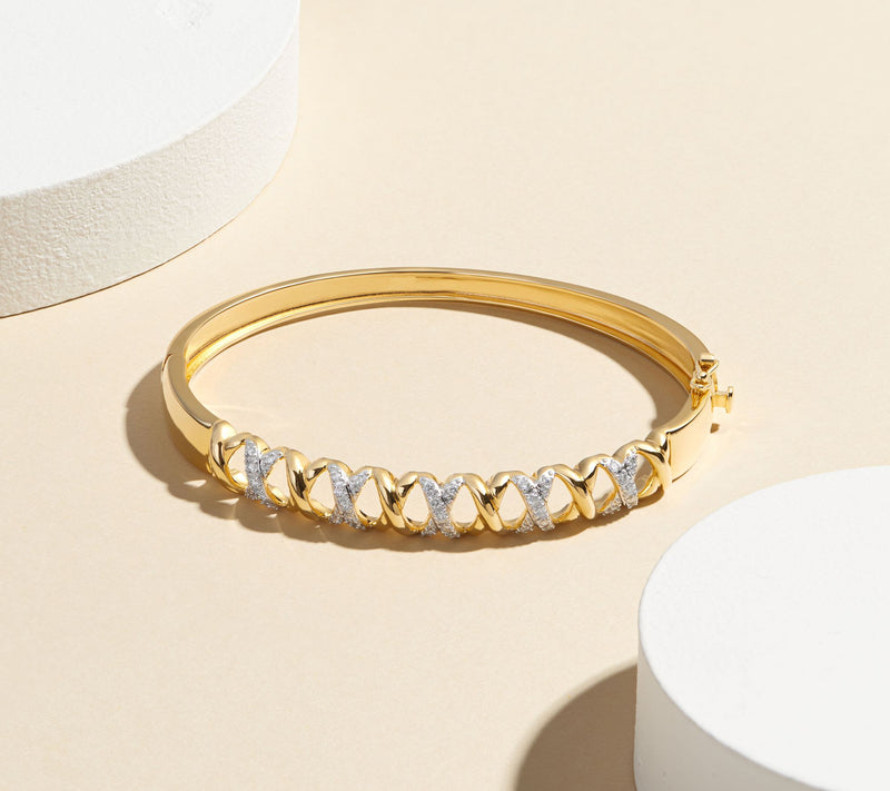 Lab Grown 0.40 cttw Diamond Bangle, 18K Gold Plated — View 5
