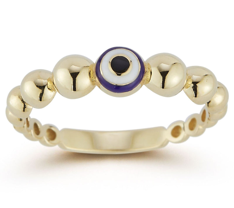 Luminosa Gold Enamel Evil Eye Bubble Ring, 14K — Main view