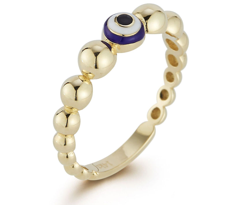 Luminosa Gold Enamel Evil Eye Bubble Ring, 14K — View 4