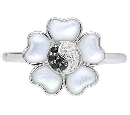 Goddaughters Sterling Silver Multi-Gemstone Flo wer Ring