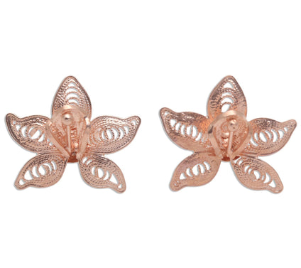 Novica Artisan Crafted 18K Rose Gold Plated Floral Earrings