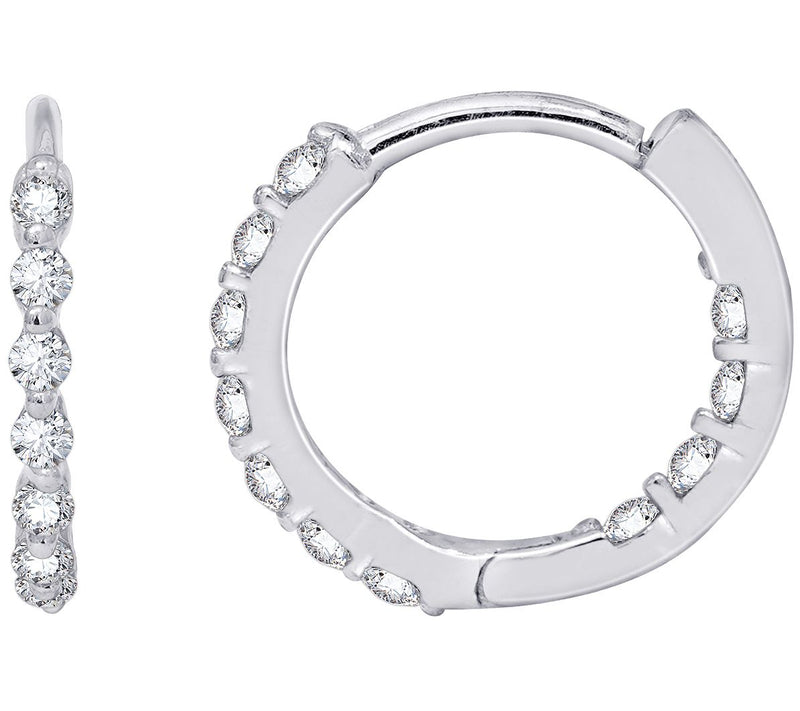 Diamonique Eternity Hoop 1.25mm Round Cut Earrings — View 5