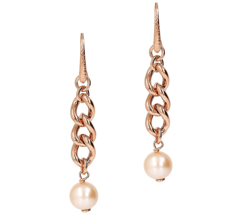 Honora Cultured Pearl Curb Link Earrings, Sterlng Silver — View 3