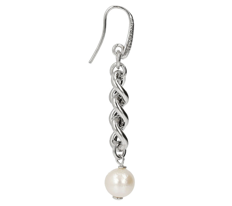 Honora Cultured Pearl Curb Link Earrings, Sterlng Silver — View 6