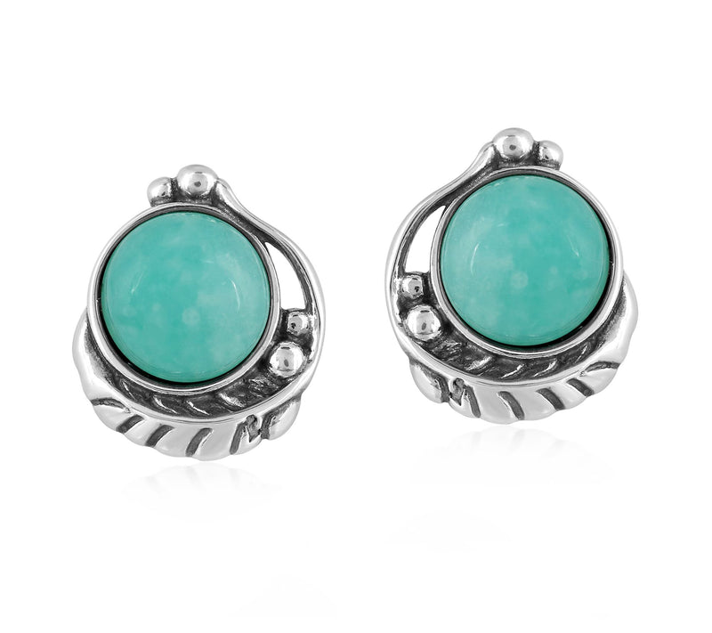 American West Classics Sterling Gemstone B utton Earrings — View 4
