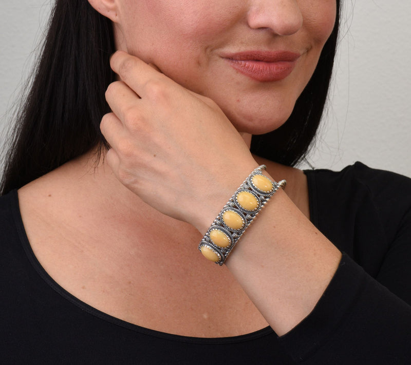 American West Classics Sterling Silver Oval Gemstone Cuff — View 13