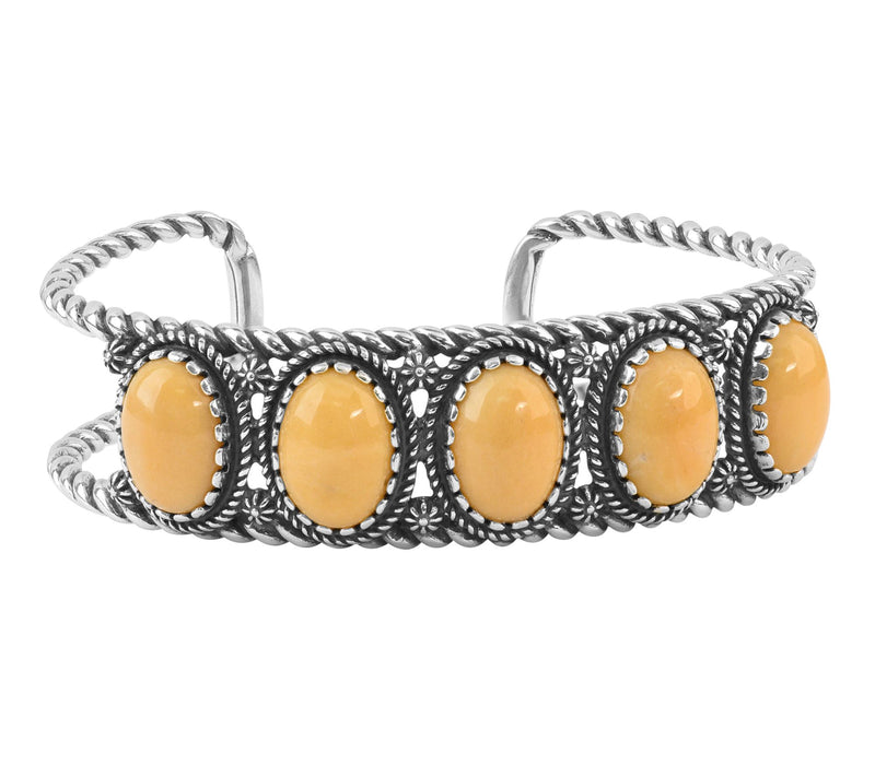 American West Classics Sterling Silver Oval Gemstone Cuff — View 9