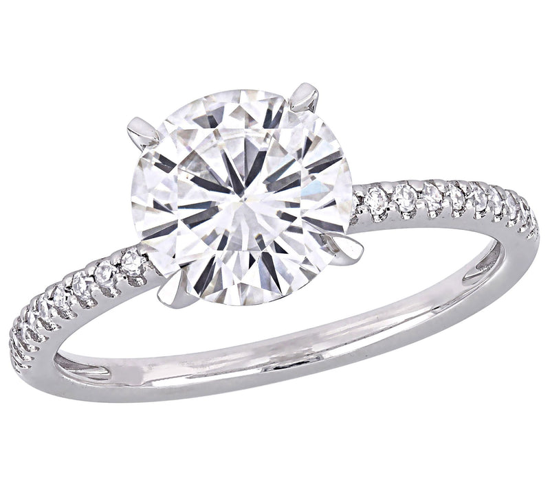 MoissanIce Moissanite 1.85 cttw & Diamond Accent Ring, 14K — View 3