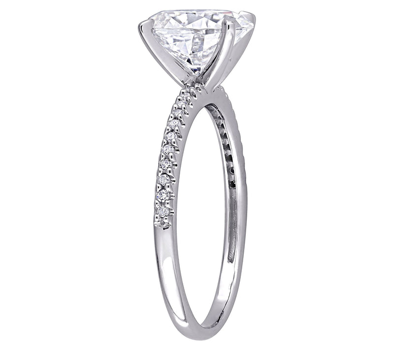 MoissanIce Moissanite 1.95 cttw & Diamond Accent Ring, 14K — View 4