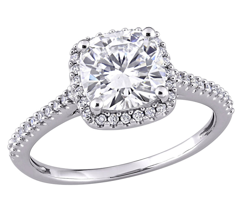 MoissanIce Moissanite 2.00 cttw & 0.20 cttw Diamond Ring, 14K — View 3