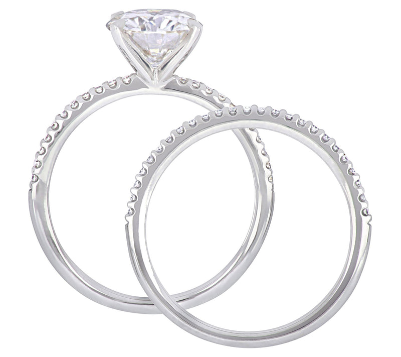 MoissanIce Moissanite 1.85 cttw & Diamond Bridal Ring Set, 14K — View 5