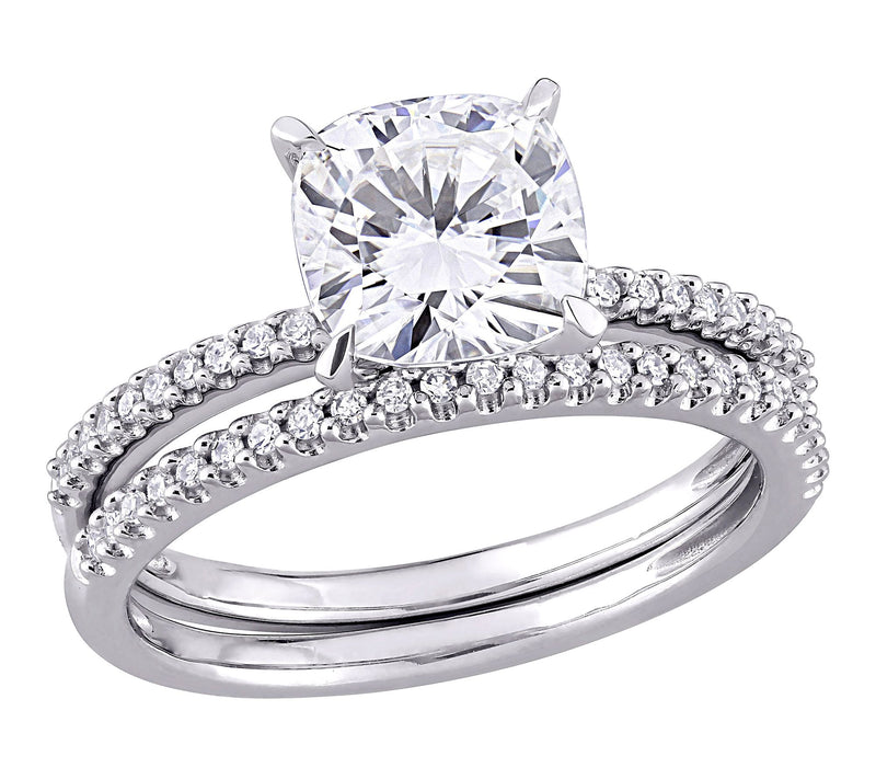 MoissanIce Moissanite 2.00 cttw Diamond Bridal Set, 14K Gold — View 3