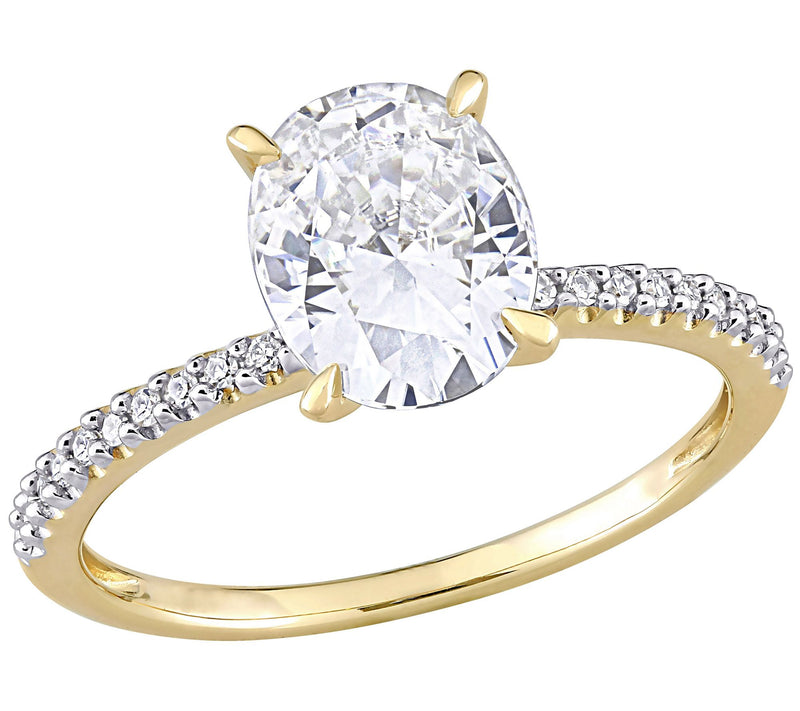 MoissanIce Moissanite 1.95 cttw & Diamond Engagement Ring, 14K — Main view